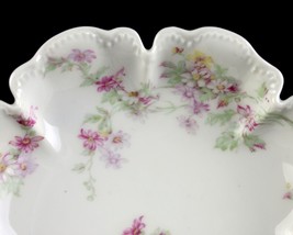 Haviland Limoges Schleiger 39F Pink Roses Clover Shaped Bonbon Bowl, 6 1/2&quot; - $40.00