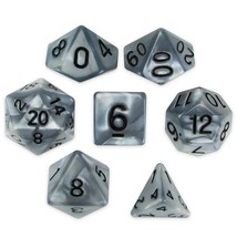 Set of 7 Polyhedral Dice, Quicksilver - £13.99 GBP
