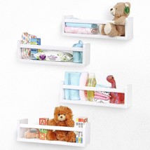 Floating Nursery Book Shelves for Wall Set of 4 White Wall Bookshelf for Room... - £36.54 GBP