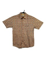Orvis Tribal Geometric Pattern Tan Short Sleeve Camp Shirt Mens Med Hiki... - £19.42 GBP