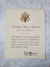 United States Of America Honoring Memory Of Soldier Certificate Lyndon J... - $15.00