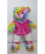 Build A Bear Tropicolor Rainbow Tye Dye Plush Stuffed Teddy Bear w Cloth... - £15.63 GBP