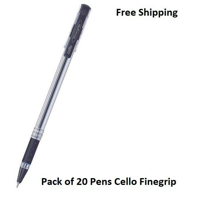 Pack of 20 Cello Fine grip 0.7 mm Black Color Ball Point Pen Free Shipping India - $17.77