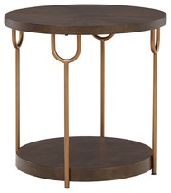 Brazburn - Dark Brown / Gold Finish - Round End Table - £81.75 GBP