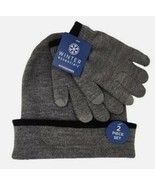 Winter Essentials Kids Cozy 2-Piece Knit Gray Beanie and Gloves Set - €11,72 EUR