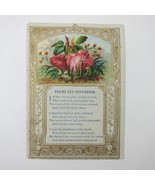Victorian Prayer Card Praise for Providence Pink &amp; Yellow Flowers Gold A... - £4.72 GBP