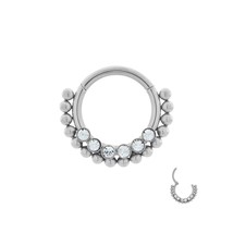 Stainless Steel Hinge Septum Clicker with Crystals - £12.49 GBP
