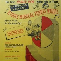 Kiddie Musical Ferris Wheel FLYER Original Amusement Ride Art 1950&#39;s Cap... - £43.17 GBP