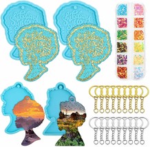 4 Pieces Afro Lady Keychain Resin Mould Female Head Epoxy Casting Mould Beauty - £12.62 GBP