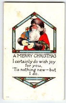 Santa Claus Christmas Postcard Jolly Ole Saint Nick Holding X-mas Gifts ... - £10.98 GBP