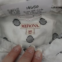 Merona Shirt Womens S White Long Sleeve Chest Button Collar Pocket Basic Blouse - £20.17 GBP