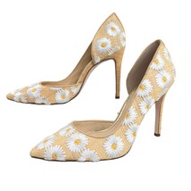 Jessica Simpson Heels Cream White Size 6.5 Daisy D&#39;Orsay Stiletto Floral Shoes  - £38.78 GBP