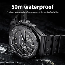 New Dual Display Watches for Men Casual Sports Chronograph Quartz Big Dial Wrist - £21.37 GBP