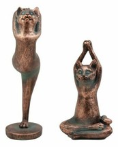Ebros Yoga Cat Statue Set 2 Zen Cats in Meditating and One Leg Balance Posture - £19.97 GBP