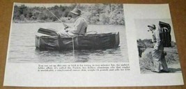 1958 Magazine Photo Packet Folding Tote Boat Man with Fly Fishing Gear - £6.94 GBP