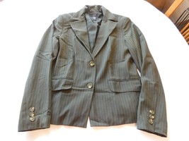 Alfani Women&#39;s Ladies Coat Button Up Long Sleeve Jacket Size 10 Pin Striped GUC - £18.22 GBP