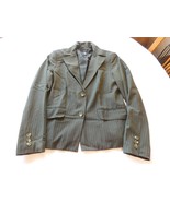 Alfani Women&#39;s Ladies Coat Button Up Long Sleeve Jacket Size 10 Pin Stri... - £18.13 GBP