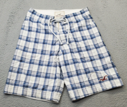 Hollister Board Shorts Men 32 Multi Plaid Thermal Lined Tumble Dry Low Tie Waist - $20.29