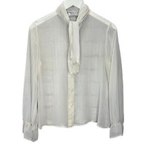 Vintage Sportswear by Bolts Sheer Long Sleeve Blouse Size 11/12 L White ... - $24.70