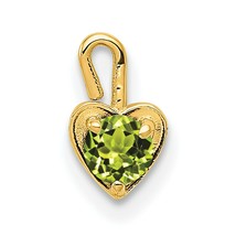 14K Yellow Gold August Birthstone Heart Charm Pendant Jewerly 7mm x 4mm - £41.70 GBP