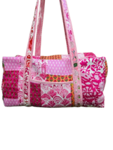 Large Indian Cotton Quilted Block Print Duffel Bag Handmade Weekender Travel Bag - $32.36+