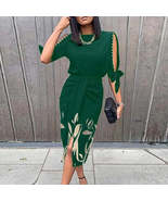 Sexy Hollow Out Short Sleeve O Neck Folds Knee-Length Dress - €91,88 EUR