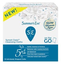 Summers Eve Cleansing Cloths 16 Count Sunset Oasis (6 Pack - 96 Wipes Total) - £12.76 GBP