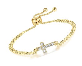 Eye Bracelet, Sideway Cross Bracelet, Gold for - £41.15 GBP