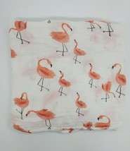 Little Unicorn Flamingo Baby Swaddle Muslin Cotton Blanket Pink Peach White B62 - £23.76 GBP