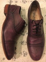 JOHNSTON &amp; MURPHY Conard Shoes 11M Burgundy Leather Cap Toe Oxfords 20-9... - £43.02 GBP