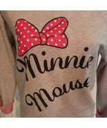 Medium Disney Minnie Mouse Sweatshirt 3/4 Sleeve Heather Gray Pink - £14.13 GBP