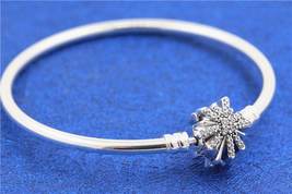 925 Sterling Silver Dazzling Fireworks Bangle With Clear CZ  Moments Bracelet - £22.58 GBP