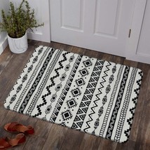 Lahome Boho Geometric Washable Area Rug - 2 X 3 Door Mat Small Throw, White). - £26.33 GBP