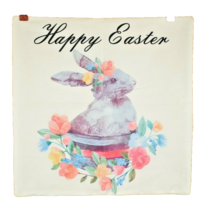 Happy Easter Bunny in Flower Pot Soft Throw Pillow Cover 17 x 17 Inches - £8.92 GBP