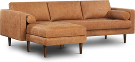 Napa Leather Couch – Left-Facing Sectional Full Grain Leather Sofa with ... - £2,939.53 GBP