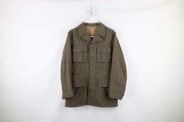 Vintage 50s Mens 38R Swedish Military Wool Button Army Officer Jacket Green - $98.95