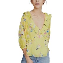 NWT Womens Size 12 Tanya Taylor Lourdes Abstract Print Ruffle Accent Blouse Top - £68.20 GBP