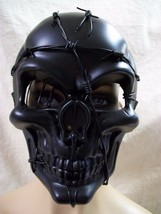 Black Steampunk Evil Grin Skull Mask Stitched Face Barb Wire Apocalyptic Warrior - £15.58 GBP
