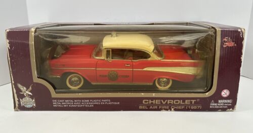 Yat Ming Road Legends 1957 Chevrolet Bel Air Fire Chief Car 1:18 Scale Boxed - $34.64