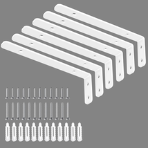 6PCS White L Bracket 6x2 Heavy Duty Shelf Support Corner Brace 42lb Load - $20.51
