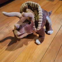 Wild Republic Dinosaur Triceratops Brown Plush Toy Animal Soft 16&quot; Realistic - £11.21 GBP