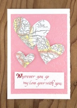 Wherever You Go Three World Map Hearts Greeting Greeting Card - £6.79 GBP