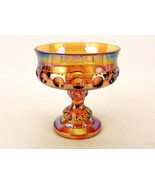 King&#39;s Crown Compote, Marigold Carnival Glass, Thumbprint Pedestal Goble... - $33.44 CAD
