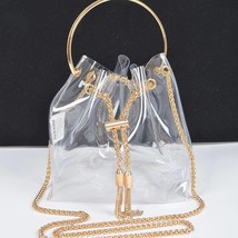 Clear Bucket Bag with Gold Chain Tassels - £30.93 GBP