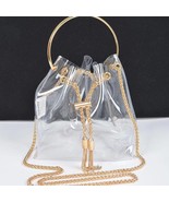 Clear Bucket Bag with Gold Chain Tassels - £30.38 GBP