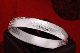 999 Fine Silver Lucky Dragon Bangle Bracelet - £14.47 GBP
