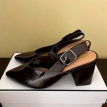 Old Navy Womens Dark Brown Patent Slingback Block Heel Pointed Toe Pump ... - $39.59