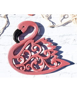 Tropical Paradise Pink Flamingo Bird Scrollwork Cast Iron Wall Or Table ... - £19.74 GBP