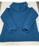 Kate Spade Blue Wool Pullover Turtleneck Sweater w/ Button Women Medium - $70.00