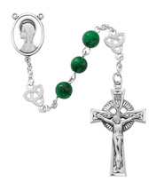 ROSARY, IRISH JADE OUR FATHER BEADS WITH SILVER OXIDE CENTER - £40.73 GBP